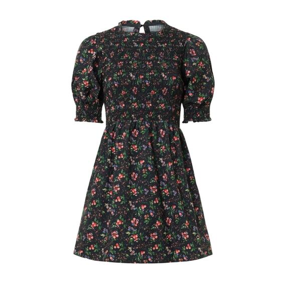 Hill House The Vivi Black Floral Mini Dress Size Small